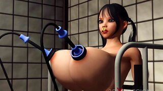 Sexy brunette prevalent perfect huge tits in restraints loves to fuck prevalent futanari