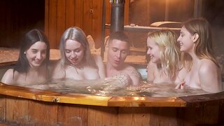 Rough group dicking in a jacuzzi with Eva Tender coupled with Lisa Nixon